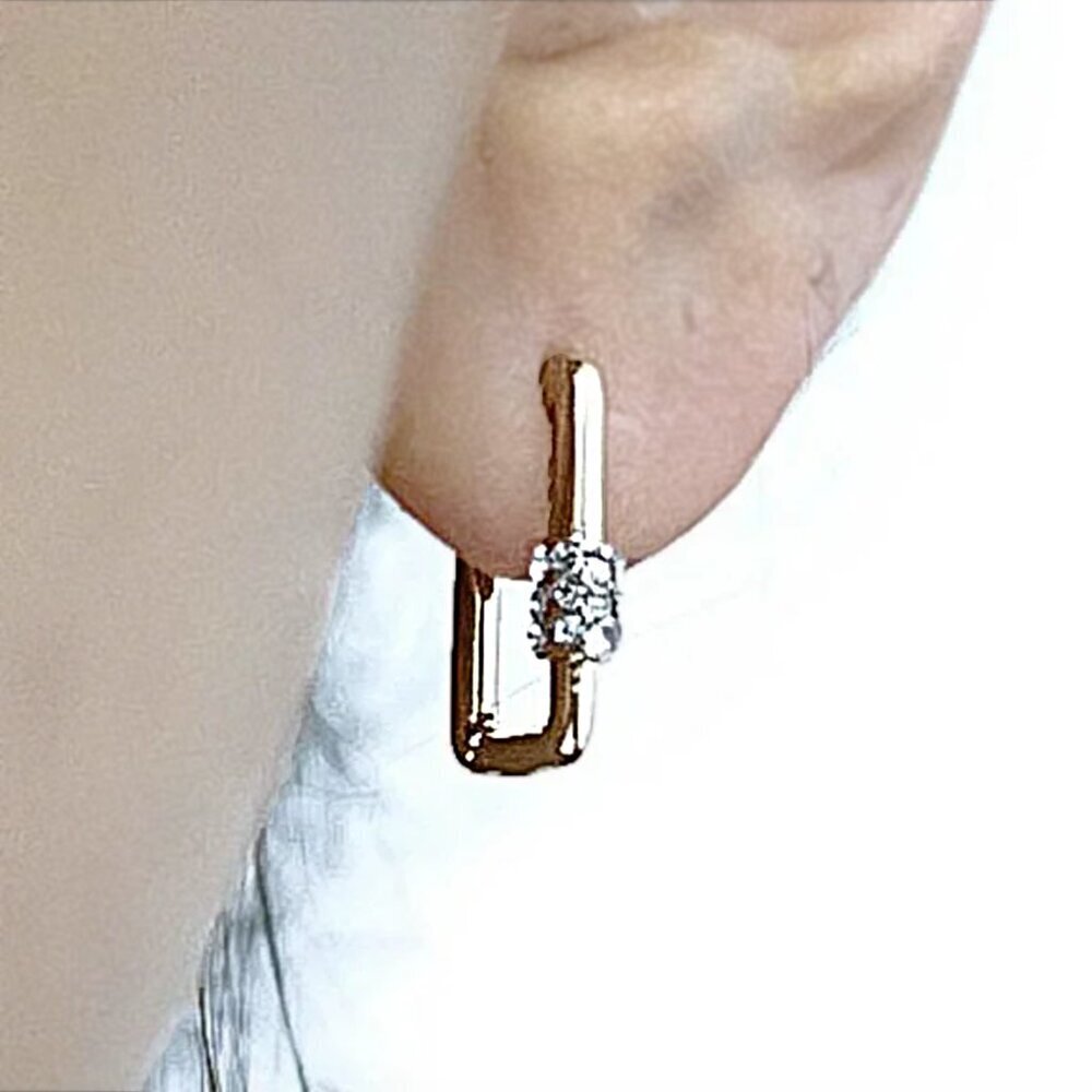 Baublebar Rectangle Gold Rhinestone Huggie Earrings Multi Huggies Hoops